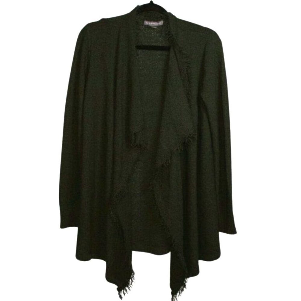 Forest Green Kate & Mallory frayed-edge knit jacket cardigan | SMALL